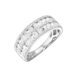 Front View 14k White Gold 1tdw Diamond Wedding Band