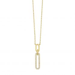 10K Yellow Gold And Diamond Paperclip Necklace