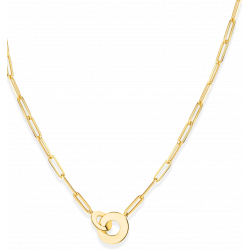 14k Yellow Gold Interlocking Disc Paperclip Link Necklace
