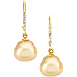 14k Yellow Gold Golden South Sea Pearl Earring