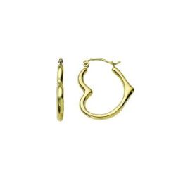 Yellow Gold Heart Hoop Earrings