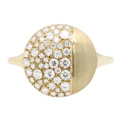 Pave Diamond and Brushed Gold Dome Ring .46CTW