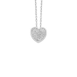 Sterling Silver Diamond Heart Necklace .10ctw