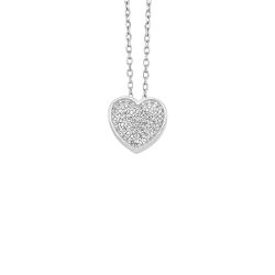 Sterling Silver Diamond Heart Necklace .10ctw