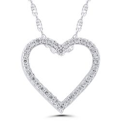 10k White Gold .10tdw Diamond Heart Pendant