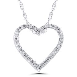 10k White Gold .10tdw Diamond Heart Pendant