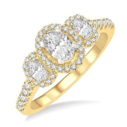 Oval Shape Past Present & Future Semi-Mount Halo Diamond Semi-Mount Ring