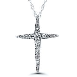 10k White Gold .25ctw Diamond Cross Pendant