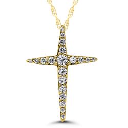 10k Yellow Gold .25ctw Diamond Cross Pendant