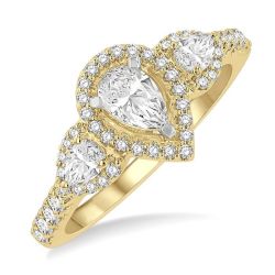 Pear Shape Past Present & Future Semi-Mount Halo Diamond Semi-Mount Ring