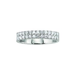 Diamond Double Row Shared Prong Band