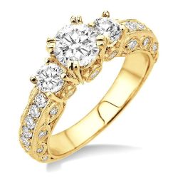 Zahra Lattice Milgrain Diamond Semi-Mount Ring in 14K Yellow Gold