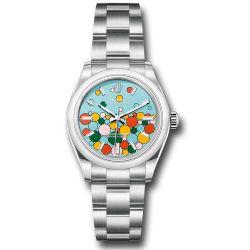  *Pre-Owned* Rolex Oystersteel Oyster Perpetual 31 Watch - Domed Bezel - Turquoise Blue Celebration Motif Index Dial - Oyster Bracelet