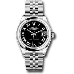  *Pre-Owned* Rolex Steel and White Gold Datejust 31 Watch - Domed Bezel - Black Roman Dial - Jubilee Bracelet