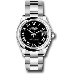  *Pre-Owned* Rolex Steel and White Gold Datejust 31 Watch - Domed Bezel - Black Roman Dial - Oyster Bracelet