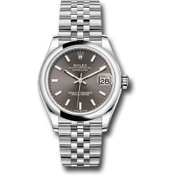  *Pre-Owned* Rolex Steel and White Gold Datejust 31 Watch - Domed Bezel - Dark Grey Index Dial - Jubilee Bracelet