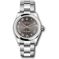  *Pre-Owned* Rolex Steel and White Gold Datejust 31 Watch - Domed Bezel - Dark Grey Roman Dial - Oyster Bracelet