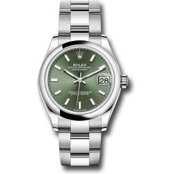  *Pre-Owned* Rolex Steel and White Gold Datejust 31 Watch - Domed Bezel - Mint Green Index Dial - Oyster Bracelet
