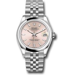  *Pre-Owned* Rolex Steel and White Gold Datejust 31 Watch - Domed Bezel - Pink Index Dial - Jubilee Bracelet