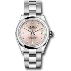  *Pre-Owned* Rolex Steel and White Gold Datejust 31 Watch - Domed Bezel - Pink Index Dial - Oyster Bracelet