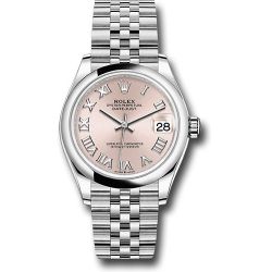  *Pre-Owned* Rolex Steel and White Gold Datejust 31 Watch - Domed Bezel - Pink Roman Dial - Jubilee Bracelet