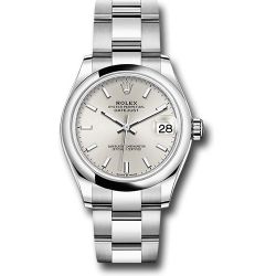  *Pre-Owned* Rolex Steel and White Gold Datejust 31 Watch - Domed Bezel - Silver Index Dial - Oyster Bracelet