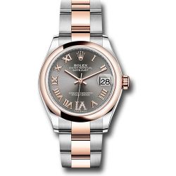  *Pre-Owned* Rolex Steel and Everose Gold Datejust 31 Watch - Domed Bezel - Mother-Of-Pearl Diamond Dial - Oyster Bracelet