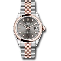  *Pre-Owned* Rolex Steel and Everose Gold Datejust 31 Watch - Domed Bezel - Dark Rhodium Index Dial - Jubilee Bracelet