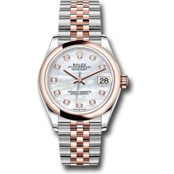  *Pre-Owned* Rolex Steel and Everose Gold Datejust 31 Watch - Domed Bezel - Silver Diamond Dial - Jubilee Bracelet