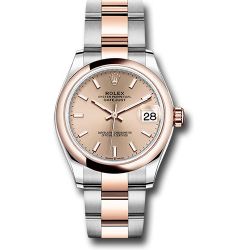  *Pre-Owned* Rolex Steel and Everose Gold Datejust 31 Watch - Domed Bezel - RosÃ© Roman Dial - Oyster Bracelet