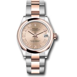  *Pre-Owned* Rolex Steel and Everose Gold Datejust 31 Watch - Domed Bezel - Dark Rhodium Index Dial - Oyster Bracelet