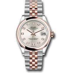  *Pre-Owned* Rolex Steel and Everose Gold Datejust 31 Watch - Domed Bezel - RosÃ© Diamond Dial - Jubilee Bracelet