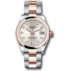  *Pre-Owned* Rolex Steel and Everose Gold Datejust 31 Watch - Domed Bezel - RosÃ© Diamond Dial - Oyster Bracelet