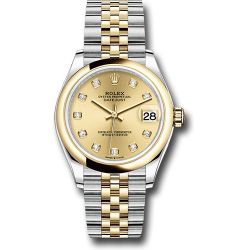  *Pre-Owned* Rolex Steel and Yellow Gold Datejust 31 Watch - Domed Bezel - Champagne Diamond Dial - Jubilee Bracelet