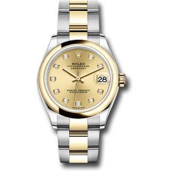  *Pre-Owned* Rolex Steel and Yellow Gold Datejust 31 Watch - Domed Bezel - Champagne Diamond Dial - Oyster Bracelet