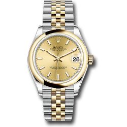  *Pre-Owned* Rolex Steel and Yellow Gold Datejust 31 Watch - Domed Bezel - Champagne Index Dial - Jubilee Bracelet