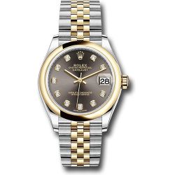  *Pre-Owned* Rolex Steel and Yellow Gold Datejust 31 Watch - Domed Bezel - Dark Grey Diamond Dial - Jubilee Bracelet