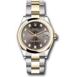  *Pre-Owned* Rolex Steel and Yellow Gold Datejust 31 Watch - Domed Bezel - Dark Grey Diamond Dial - Oyster Bracelet