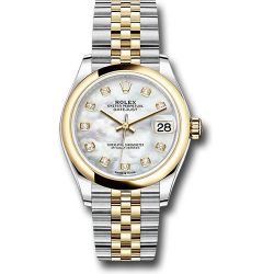  *Pre-Owned* Rolex Steel and Yellow Gold Datejust 31 Watch - Domed Bezel - Mother-of-Pearl Diamond Dial - Jubilee Bracelet