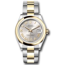 *Pre-Owned* Rolex Steel and Yellow Gold Datejust 31 Watch - Domed Bezel - Silver Diamond Roman Six Dial - Oyster Bracelet