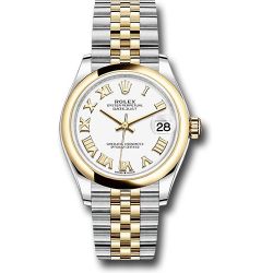  *Pre-Owned* Rolex Steel and Yellow Gold Datejust 31 Watch - Domed Bezel - White Roman Dial - Jubilee Bracelet