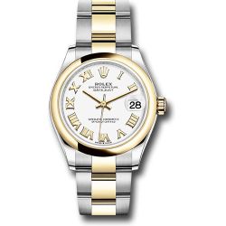  *Pre-Owned* Rolex Steel and Yellow Gold Datejust 31 Watch - Domed Bezel - White Roman Dial - Oyster Bracelet
