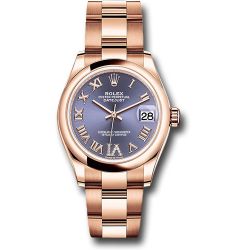  *Pre-Owned* Rolex Everose Gold Datejust 31 Watch - Domed Bezel - Aubergine Diamond Six Dial - Oyster Bracelet