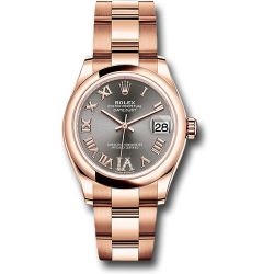  *Pre-Owned* Rolex Everose Gold Datejust 31 Watch - Domed Bezel - Rhodium Diamond Six Dial - Oyster Bracelet