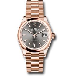  *Pre-Owned* Rolex Everose Gold Datejust 31 Watch - Domed Bezel - Rhodium Index Dial - President Bracelet