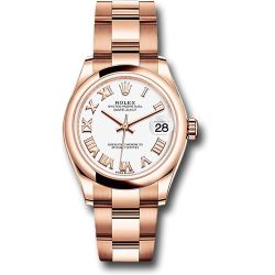   *Pre-Owned* Rolex Everose Gold Datejust 31 Watch - Domed Bezel - White Roman Dial - Oyster Bracelet