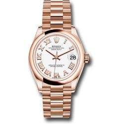  *Pre-Owned* Rolex Everose Gold Datejust 31 Watch - Domed Bezel - White Roman Dial - President Bracelet