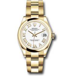 *Pre-Owned* Rolex Yellow Gold Datejust 31 Watch - Domed Bezel - White Roman Dial - Oyster Bracelet