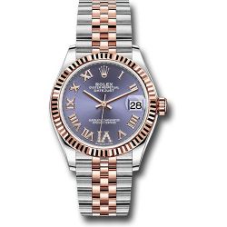  *Pre-Owned* Rolex Steel and Everose Gold Datejust 31 Watch - Fluted Bezel - Chocolate Diamond Roman VI Dial - Jubilee Bracelet