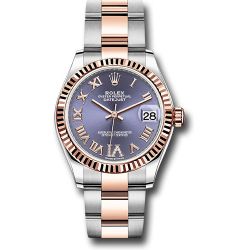  *Pre-Owned* Rolex Steel and Everose Gold Datejust 31 Watch - Fluted Bezel - Chocolate Diamond Roman VI Dial - Oyster Bracelet